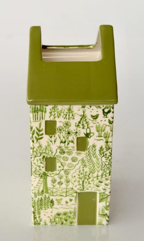Green & White House Vase Village Design